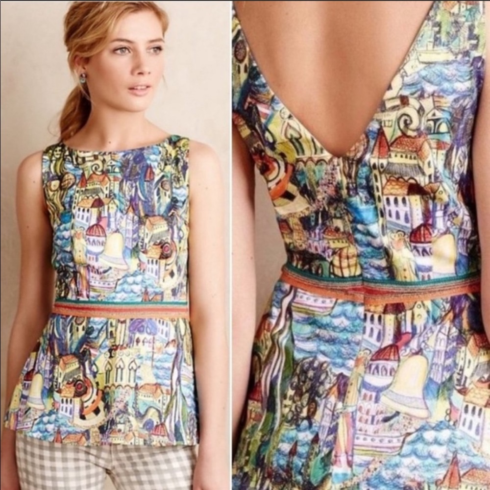 RARE - Weston Cityscape Peplum Top